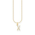 Thomas Sabo Basics Gold-plated necklace with letter pendant X and white zirconia - KE2263-414-14-L45V