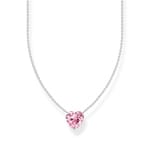 Thomas Sabo Basics Kette mit pinkfarbenem Herz-Anhänger Silber