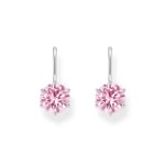 Thomas Sabo Basics Ohrhänger mit grossem, pinkfarbenem Zirkonia Silber