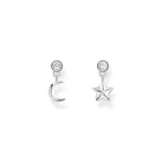 Thomas Sabo Basics Ohrstecker mit Mond- und Stern-Anhänger und weissen Steinen Silber