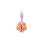 Thomas Sabo Charm pendant flower with orange stone silver
