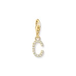Thomas Sabo Pendentif Charm lettre C avec pierres blanches plaqué or