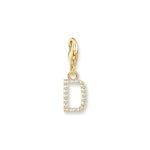 Thomas Sabo Pendentif Charm lettre D avec pierres blanches plaqué or