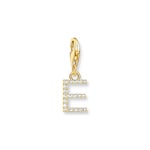 Thomas Sabo Charm-Anhänger Buchstabe E mit weissen Steinen vergoldet