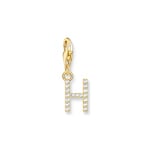 Thomas Sabo Charm-Anhänger Buchstabe H mit weissen Steinen vergoldet