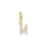 Thomas Sabo Charm-Anhänger Buchstabe M mit weissen Steinen vergoldet