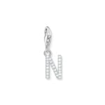 Thomas Sabo Pendentif Charm lettre N avec pierres blanches argent 925