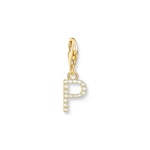 Thomas Sabo Charm-Anhänger Buchstabe P mit weissen Steinen vergoldet