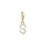 Thomas Sabo Charm-Anhänger Buchstabe S mit weissen Steinen vergoldet