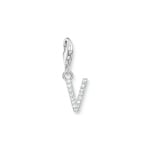 Thomas Sabo Charm-Anhänger Buchstabe V mit weissen Steinen Silber