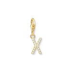 Thomas Sabo Pendentif Charm lettre X avec pierres blanches plaqué or