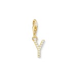 Thomas Sabo Charm pendant letter Y with white stones gold plated