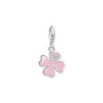 Thomas Sabo Pendentif Charm trèfle rose avec pierres blanches argent 925