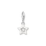 Thomas Sabo Charm pendant star with white stones and white Cold enamel silver