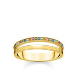 Thomas Sabo Charm Club Ring doppel farbige Steine gold