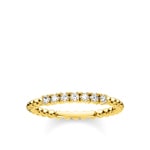 Thomas Sabo Charm Club Ring Kugeln mit weissen Steinen gold