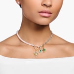 Thomas Sabo Charm-Kette mit Rosenquarz-Beads und Kettengliedern Silber - KE2188-034-9-L45v
