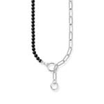 Thomas Sabo Cosmic Amulet silver necklace with onxy beads, white zirconia and ring clasps - KE2193-027-11-L47v