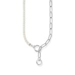 Thomas Sabo Cosmic Amulet Collier aus Süsswasserzuchtperlen und Gliederkette mit weissen Steinen Silber