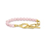Thomas Sabo Cosmic Amulet gold-plated link chain bracelet with pink quartz beads