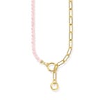 Thomas Sabo Cosmic Amulet Collier mit Gliederkettenelementen und rosa Beads vergoldet