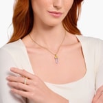 Thomas Sabo Cosmic Amulet Pendentif doré avec cristal de quartz rose - PE955-995-9