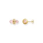 Thomas Sabo gold-plated ear studs with hexagonal rose quartz