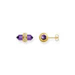 Thomas Sabo Cosmic Amulet Ohrstecker mit violettem imitiertem Amethyst Kristall vergoldet