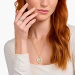 Thomas Sabo Cosmic Amulet gold-plated band ring with blue cold enamel and cosmic symbols - TR2450-565-1