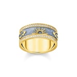 Thomas Sabo Cosmic Amulet Ring blau mit kosmischen Symbolen vergoldet