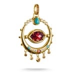 Thomas Sabo Elyndra Gold Plated Eye Pendant with Red Zirconia Stone