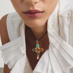 Thomas Sabo Elyndra Pendant cross with multicoloured stones - PE988-971-7