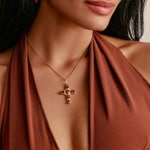 Thomas Sabo Elyndra Pendentif croix pierres rouges zirconium Plaqué or - PE987-414-10