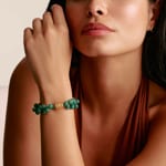 Thomas Sabo Elyndra Gold Plated Green Bead Bracelet Two-Row - A2215-414-6