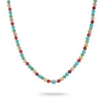 Thomas Sabo Elyndra Kette Bunte Beads mit imitiertem Türkis, roten Achat, grünen Aventurin, Daisy Jaspis Silber