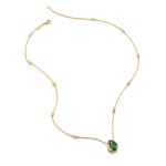 Thomas Sabo Elyndra Gold Plated Necklace with Green Teardrop Stone - KE2331-971-6-L50V