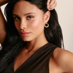 Thomas Sabo Elyndra Gold Plated Half-Hoop Earrings with Green, White & Red Stones - H2335-971-7