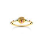 Thomas Sabo Festival Gold-plated ring with palm tree and colourful stones