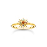Thomas Sabo Festival Ring mit Sonne und bunten Steinen vergoldet