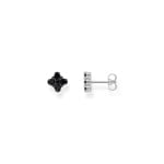 Thomas Sabo Heritage Black and Cross Silver blackened small ear studs with black zirconia