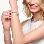 Thomas Sabo As We Kiss Member Charm-Armband mit weissen Perlen Malachit und Charmista Coin Silber - A2130-158-7