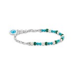 Thomas Sabo As We Kiss Member Charm-Armband mit weissen Perlen Malachit und Charmista Coin Silber - A2130-158-7