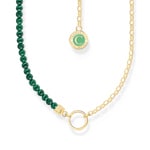 Thomas Sabo As We Kiss Member Charm-Kette mit Gliedern und imitiertem Malachit vergoldet