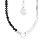 Thomas Sabo Silver Member Charm necklace with black obsidian beads 45cm