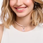 Thomas Sabo As We Kiss Member Charm-Kette mit Rosenquarz-Beads und Charmista Coin Silber 37cm - KE2190-067-9-37