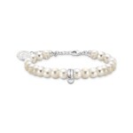 Thomas Sabo silver charm bracelet with white oval-shaped pearls - A2142-158-14-L19v