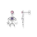 Thomas Sabo silver blackned earrings with a stylised eye and various stones