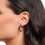 Thomas Sabo Pendants d’oreilles avec trois pierres rouge rose et violet argent - H2278-013-7