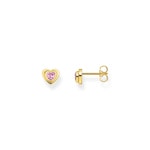 Thomas Sabo Ohrstecker Herz mit pinkfarbenem Zirkonia vergoldet