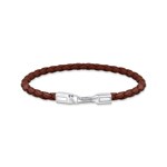 Thomas Sabo Rebel basics silver bracelet with braided, brown leather
